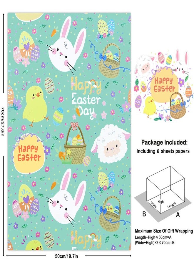 Geluode Gift Wrapping Papers, Easter Egg Rabbit Sheep Chick Wrap Paper, Happy Easter Theme Gift Wrap Paper for Kids Girls Boys Family Friends in Eater Day or Birthday Party, 20 x 28 inches per sheet(6 sheets) - Image 2